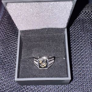 Kay Jewelers Silver and Gold Men's Anchor Ring